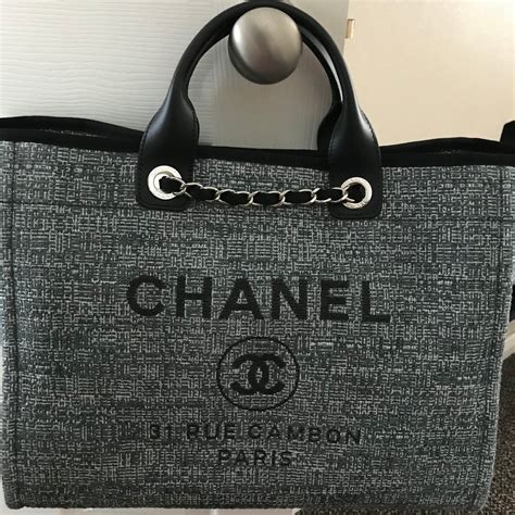 chanel grey deauville tote|Chanel deauville tote price leather.